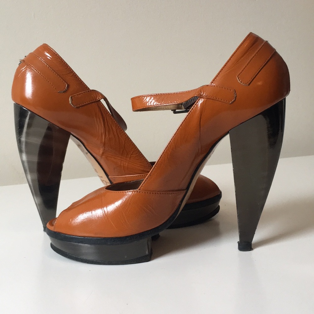 Chloe Patent Leather Burnt Orange Heels